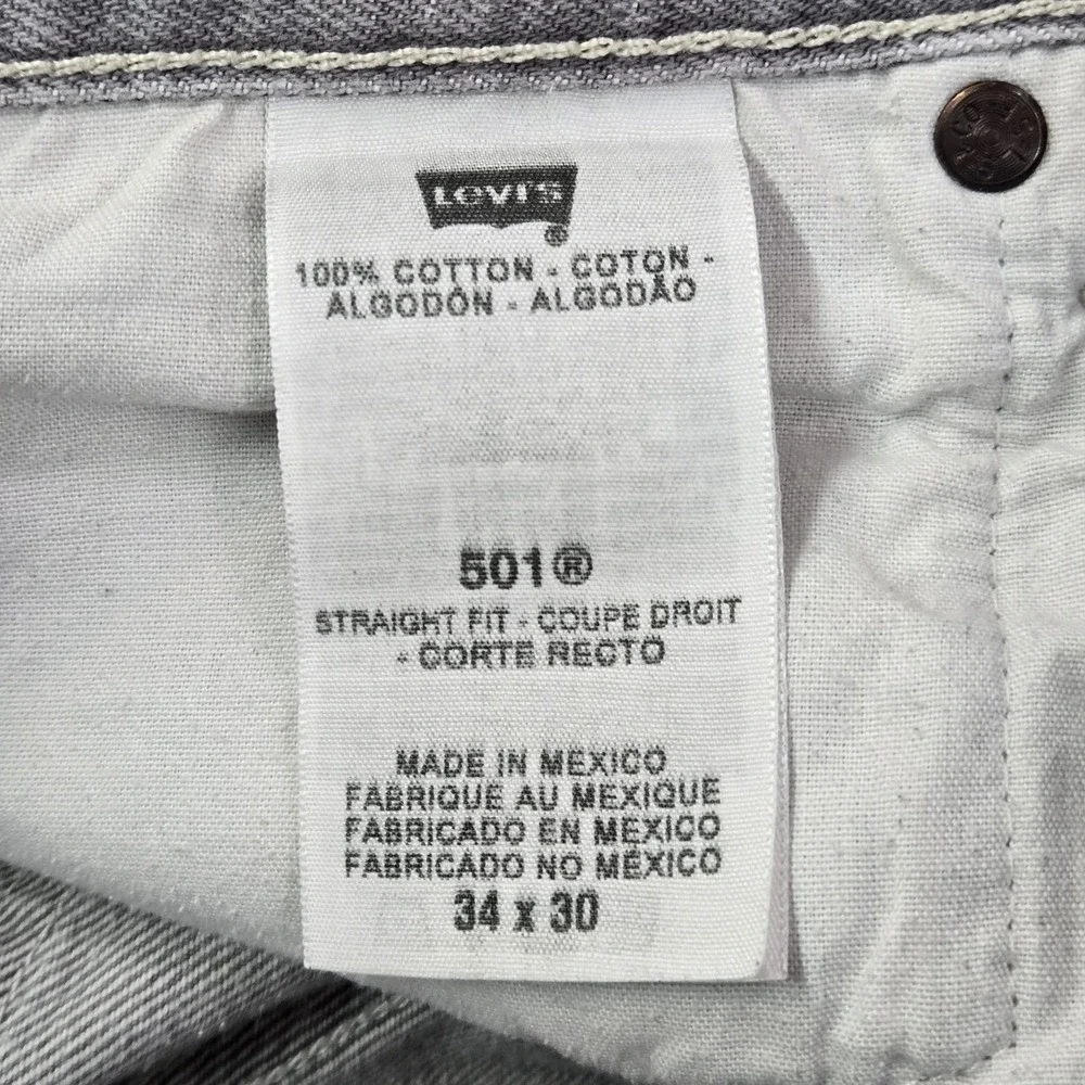 Levi's 501 XX Men Jeans 34X30 Gray Denim Straight Fit 26" Inseam Y2K - Picture 3 of 12